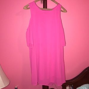 NWOT hot pink cold shoulder dress